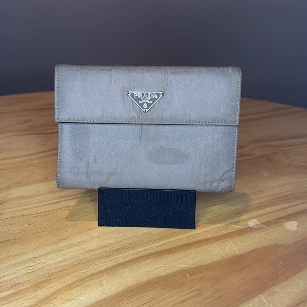 AUTHENTIC Prada Tessuto Gray Bi Fold Wallet